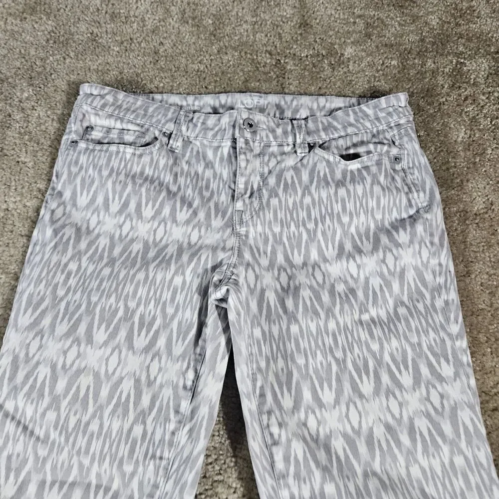 Ann Taylor LOFT Modern Skinny Ankle White Geometric Jeans Size 6